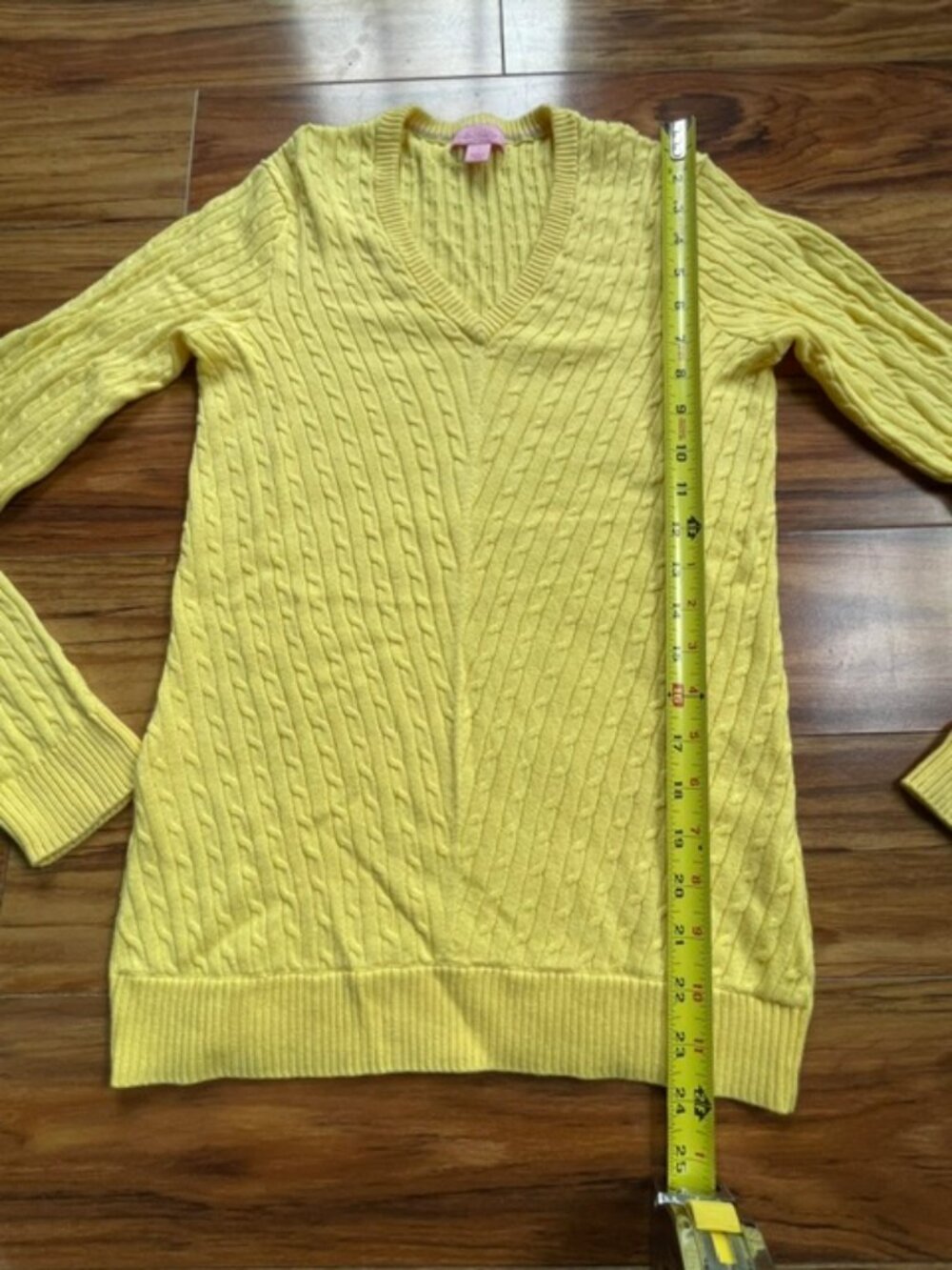 Lilly Pulitzer Women's V-Neck Cable Knit Long Sleeve Sweater, Yellow, Size S - Picture 6 of 7